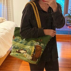 Vintage Golf Themed Tote Bag